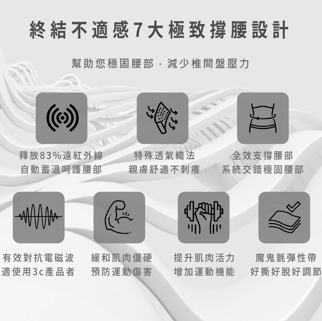 Nano Ti Power 加壓軟支架能量護腰帶 6英吋