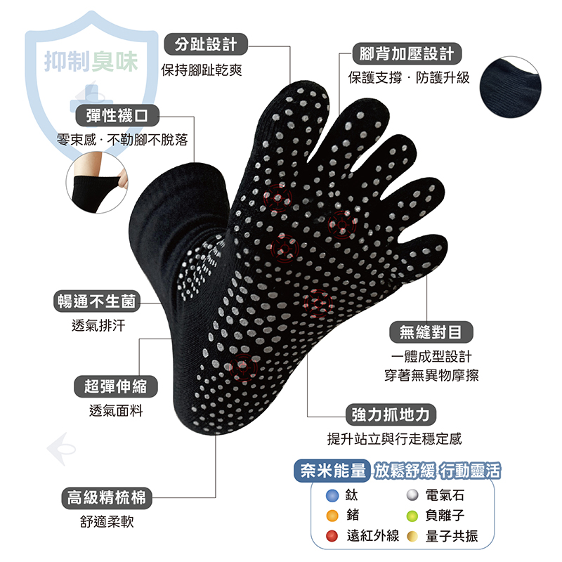 Nano Ti Power 能量五趾短襪 ( 單面/雙面 )